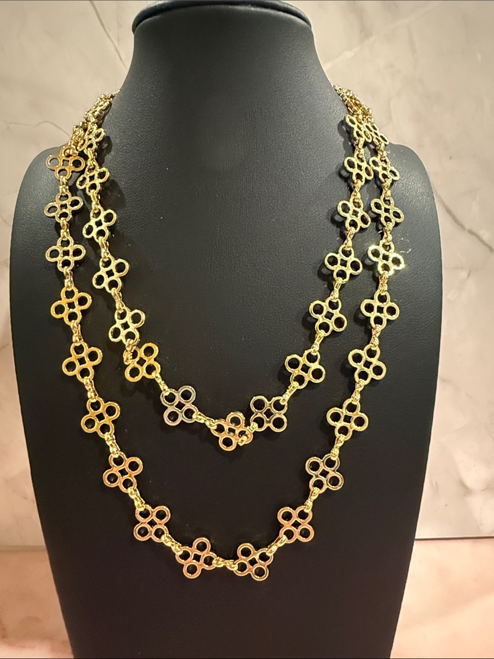 Tory Burch | Gold Plated Floral-Link Long Necklace